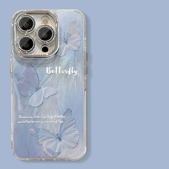 For Apple iPhone 17 Air 17 Pro Max 16 15 14 13 12 11 Phone Case Gradient Butterfly Bracket Bracelet Phone protector