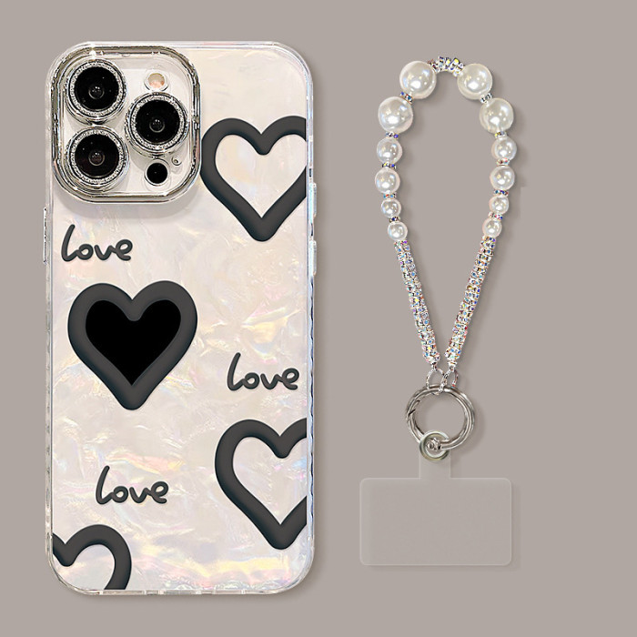 For Apple iPhone 17 Air 17 Pro Max 16 15 14 13 12 11 Phone Case Love Bracket Bracelet Luxury High Sense Phone Protector