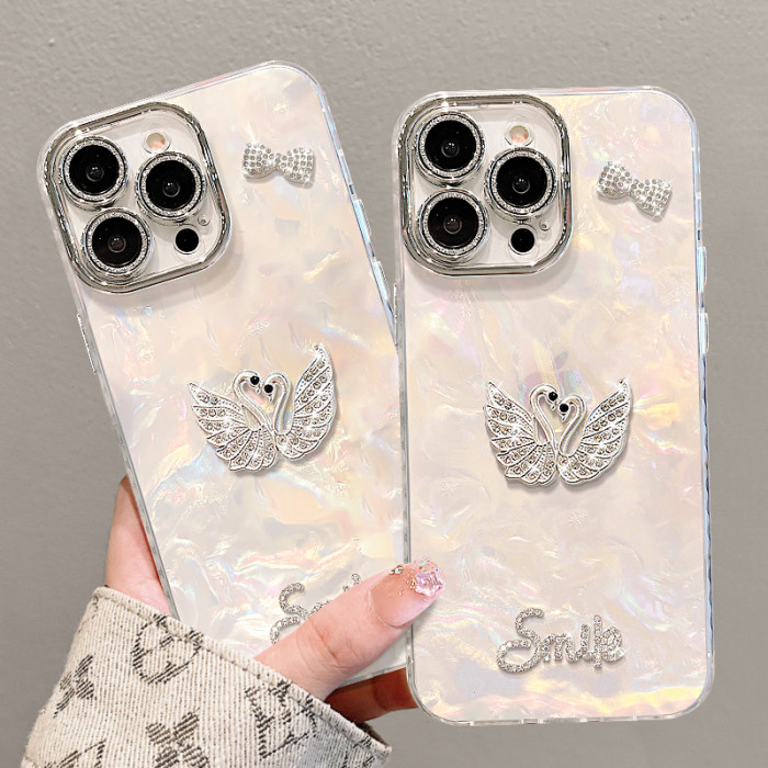 For Apple iPhone 17 Air 17 Pro Max 16 15 14 13 12 11 Phone Cover Swan Doll Bracelet Phone Protector Shell