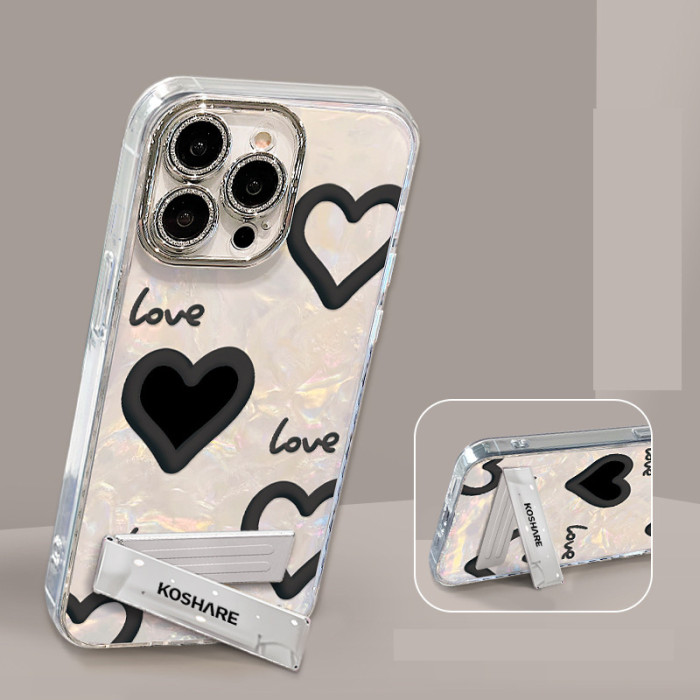For Apple iPhone 17 Air 17 Pro Max 16 15 14 13 12 11 Phone Case Love Bracket Bracelet Luxury High Sense Phone Protector