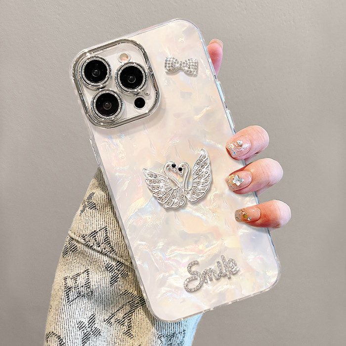 For Apple iPhone 17 Air 17 Pro Max 16 15 14 13 12 11 Phone Cover Swan Doll Bracelet Phone Protector Shell