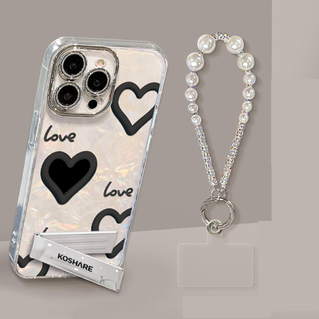 For Apple iPhone 17 Air 17 Pro Max 16 15 14 13 12 11 Phone Case Love Bracket Bracelet Luxury High Sense Phone Protector