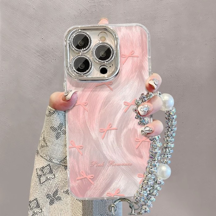For Apple iPhone 17 Air 17 Pro Max 16 15 14 13 12 11 XR 7 8 XS Phone Case Bow Bracelet Lanyard