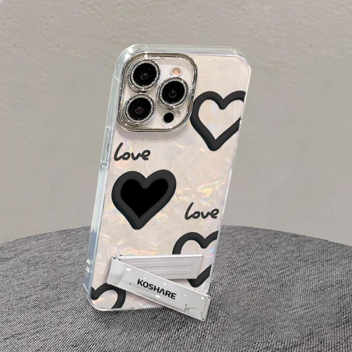 For Apple iPhone 17 Air 17 Pro Max 16 15 14 13 12 11 Phone Case Love Bracket Bracelet Luxury High Sense Phone Protector