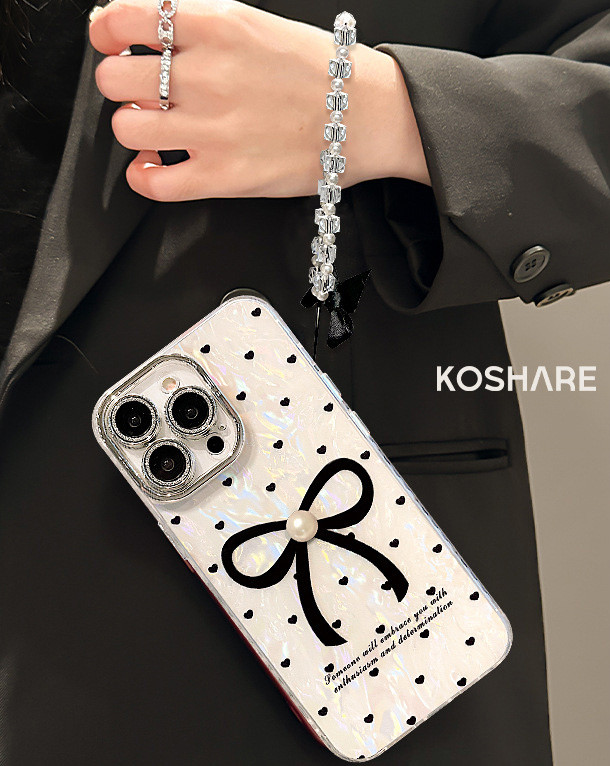 For Apple iPhone 17 Air 17 Pro Max 16 15 14 13 12 11 Phone Cover Pearl Bow Bracelet Bracelet Lanyard