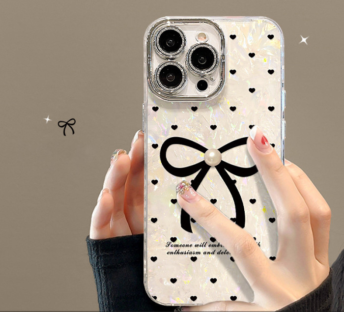For Apple iPhone 17 Air 17 Pro Max 16 15 14 13 12 11 Phone Cover Pearl Bow Bracelet Bracelet Lanyard