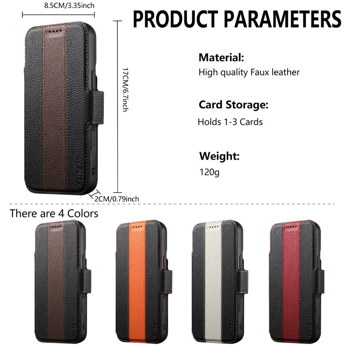 For iPhone 17 Air 16 Pro Max 15 14 13 12 11 8 7 XR XS Phone Case Leather Wallet Wireless Charging Bracket