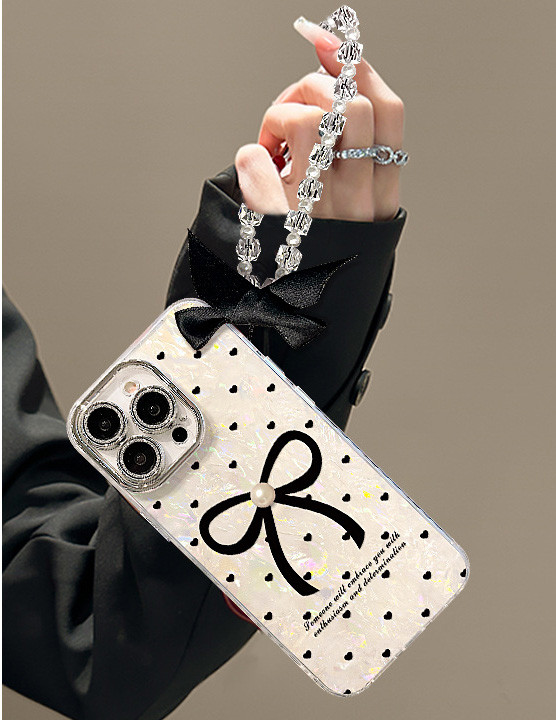 For Apple iPhone 17 Air 17 Pro Max 16 15 14 13 12 11 Phone Cover Pearl Bow Bracelet Bracelet Lanyard