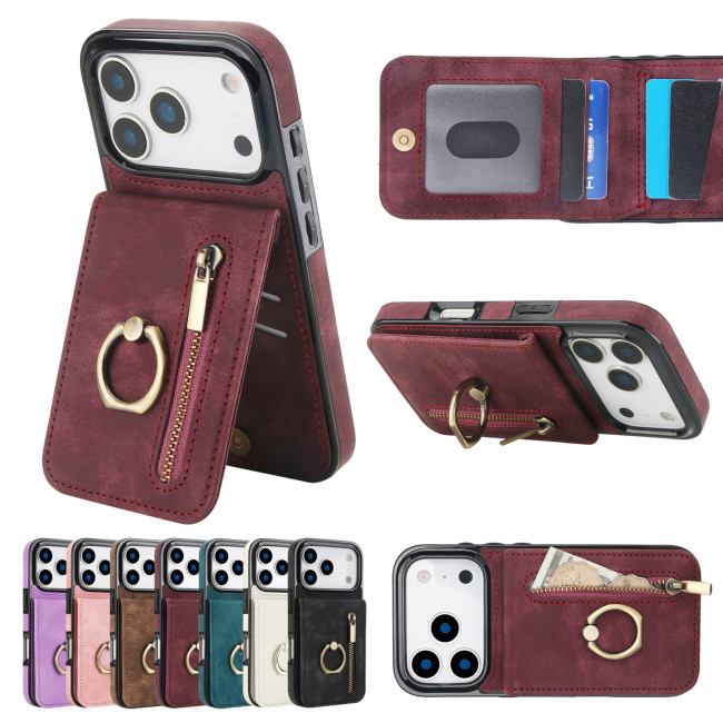 For iPhone 17 Pro Max 16 15 14 13 12 11 8 7 XR XS Phone Case Leather Wallet Cover
