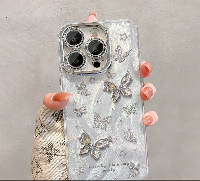 For Apple iPhone 17 Air 17 Pro Max 16 15 14 13 12 11 Phone Cover Butterfly Bracelet