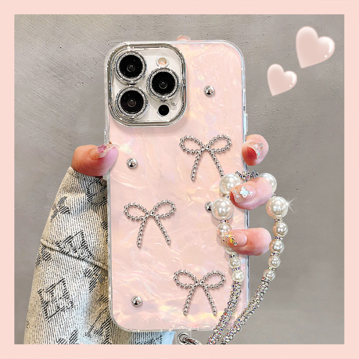 For Apple iPhone 17 Air 17 Pro Max 16 15 14 13 12 11 Phone Cover Bead Bracelet