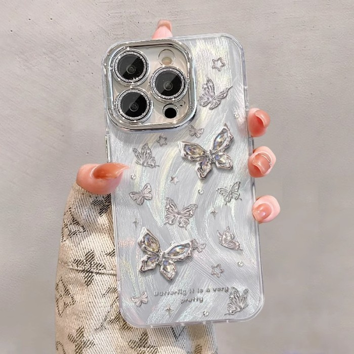 For Apple iPhone 17 Air 17 Pro Max 16 15 14 13 12 11 Phone Cover Butterfly Bracelet