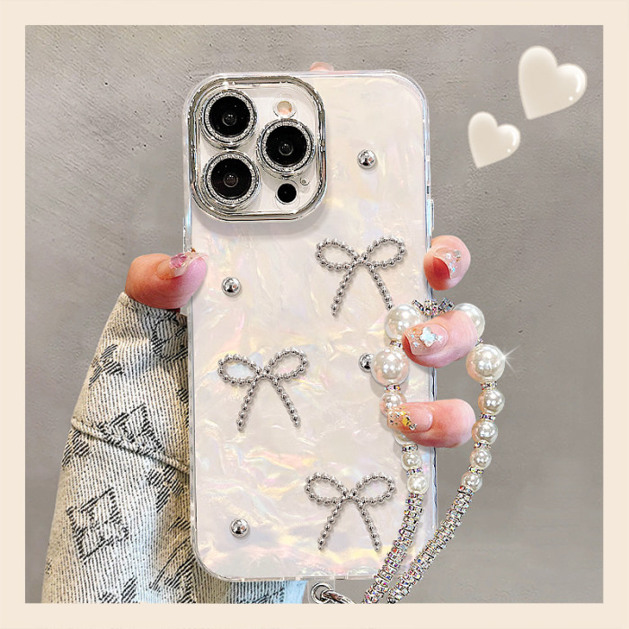 For Apple iPhone 17 Air 17 Pro Max 16 15 14 13 12 11 Phone Cover Bead Bracelet