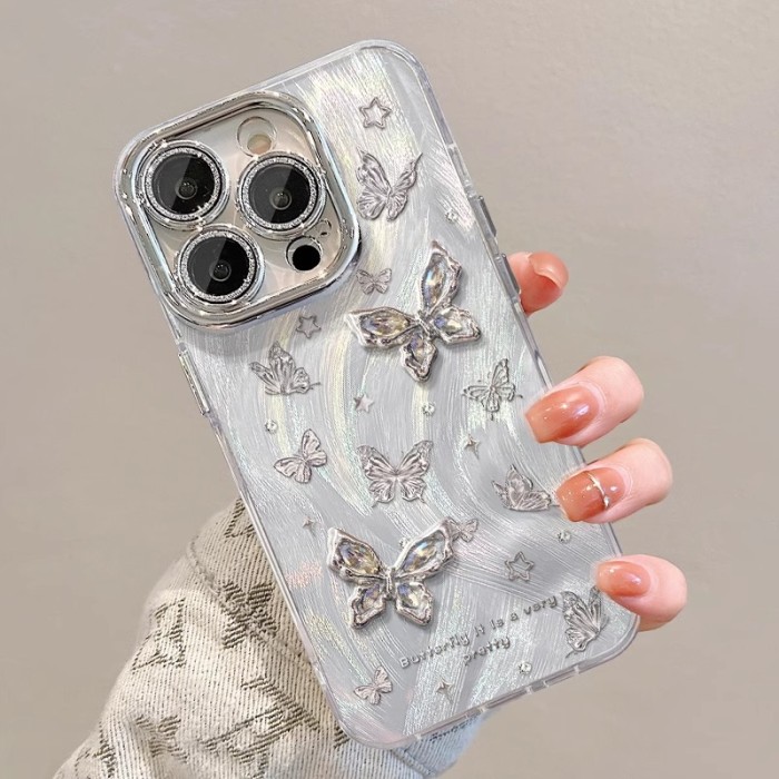 For Apple iPhone 17 Air 17 Pro Max 16 15 14 13 12 11 Phone Cover Butterfly Bracelet