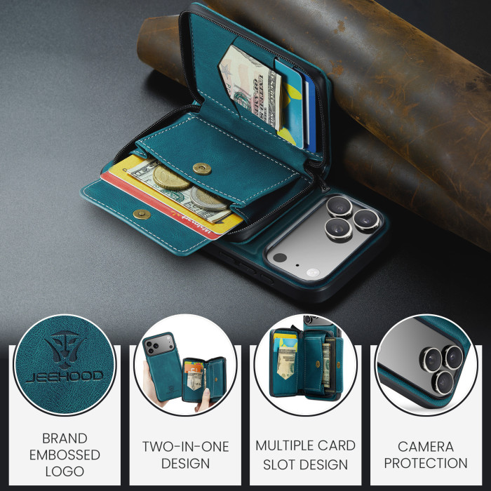 For iPhone 17 Air 16 Pro Max 15 14 13 12 11 8 7 XR XS Phone Case Leather Detachable Wallet