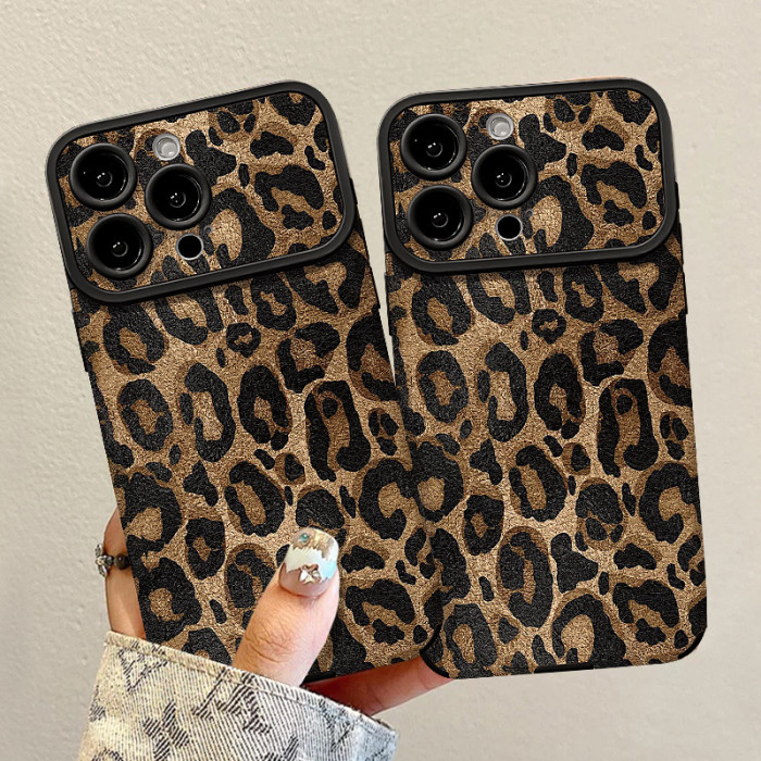 For Apple iPhone 17 Pro Max 16 15 14 13 12 11 Phone Cover Vintage Leopard Print Lanyard Bracelet