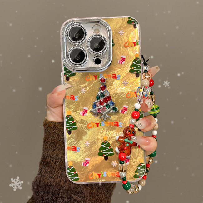 For Apple iPhone 17 Pro Max 16 15 14 13 12 11 Phone Cover Christmas Tree Bracelet