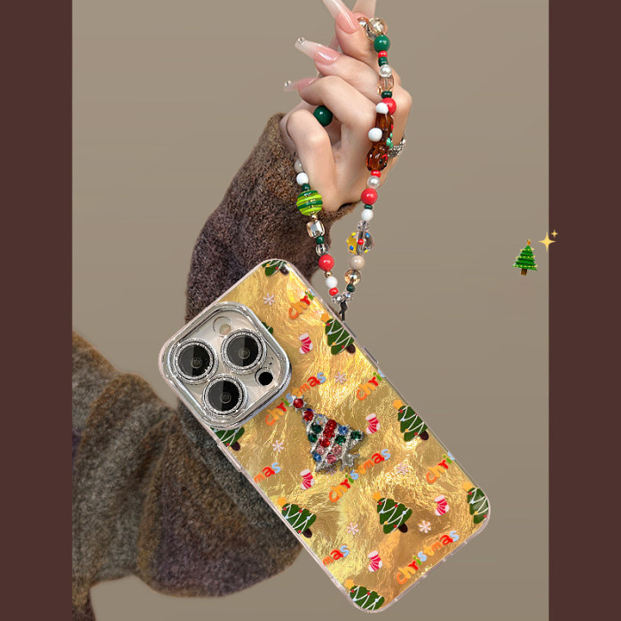 For Apple iPhone 17 Pro Max 16 15 14 13 12 11 Phone Cover Christmas Tree Bracelet