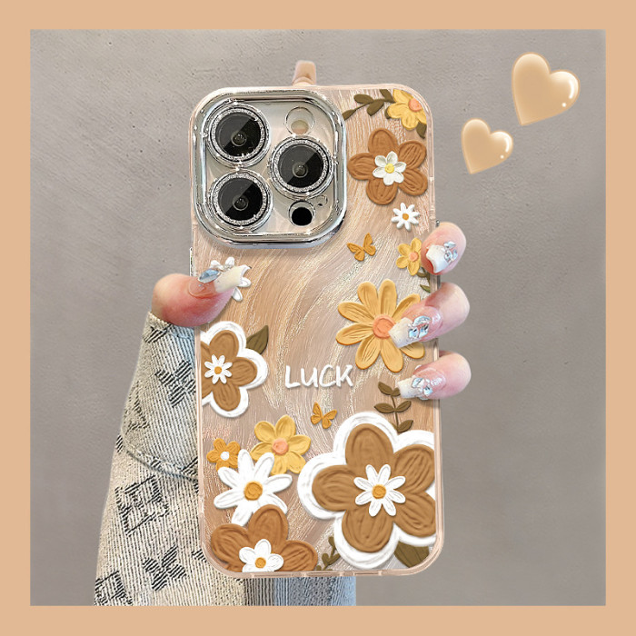 For Apple iPhone 17 Pro Max 16 15 14 13 12 11 Phone Cover Flower Bracelet Bracket