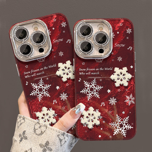 For Apple iPhone 17 Pro Max 16 15 14 13 12 11 Phone Cover Snowflake Christmas