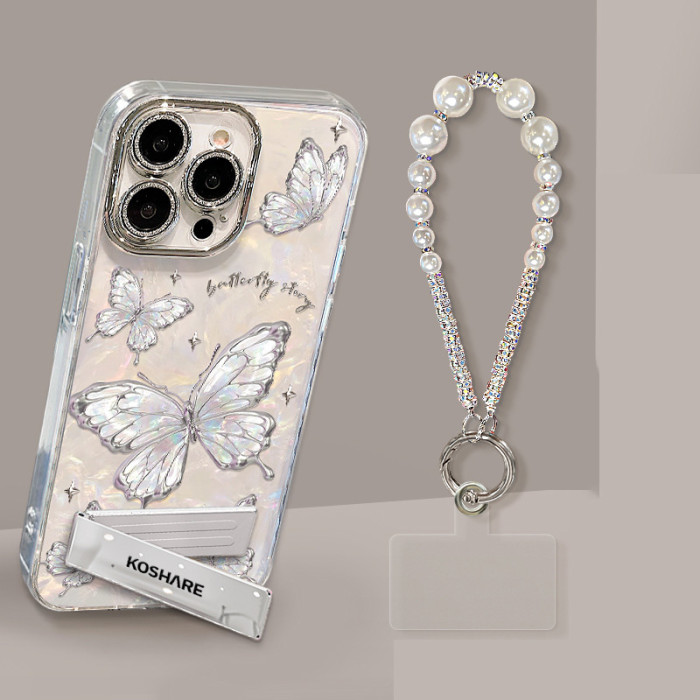 For Apple iPhone 17 Pro Max 16 15 14 13 12 11 XR XS  Phone Case Butterfly Bracelet
