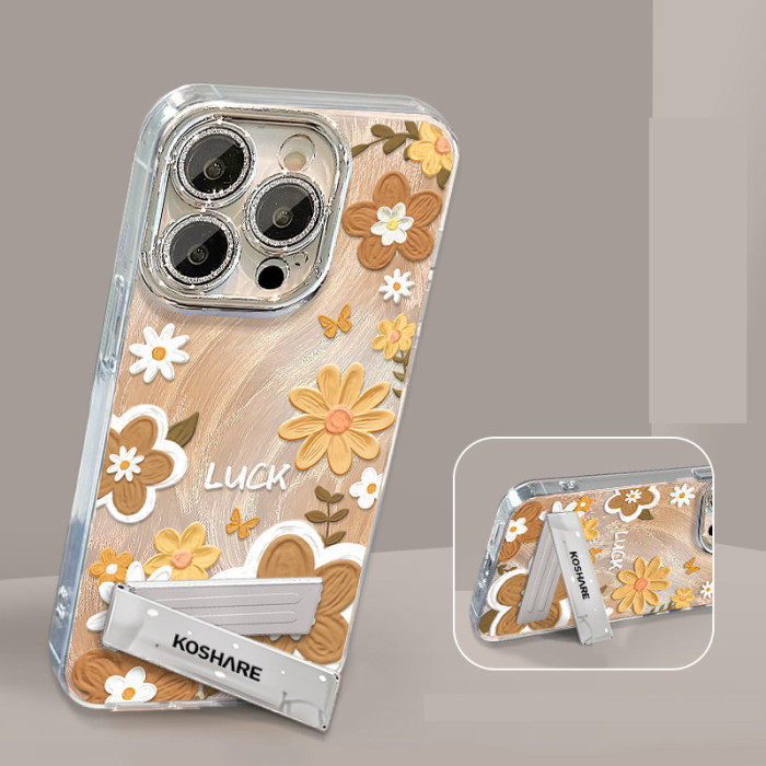 For Apple iPhone 17 Pro Max 16 15 14 13 12 11 Phone Cover Flower Bracelet Bracket