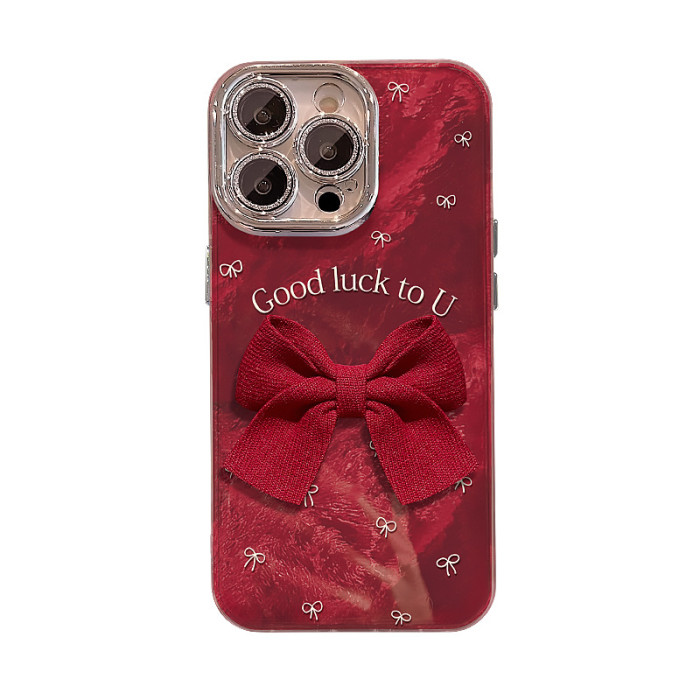 For Apple iPhone 17 Pro Max 16 15 14 13 12 11 XR 7 8 XS Phone Case Bow Lanyard