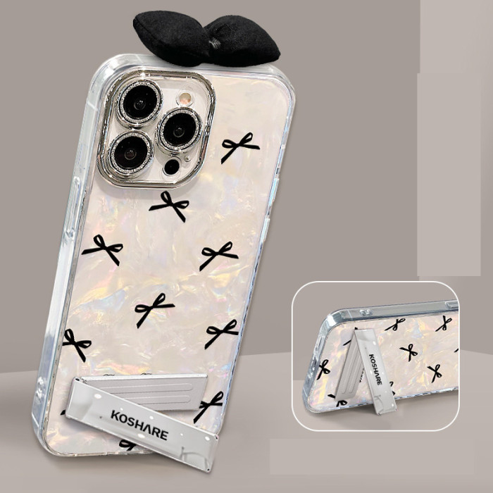For Apple iPhone 17 Pro Max 16 15 14 13 12 11 Phone Cover Bow Bracelet Bracket