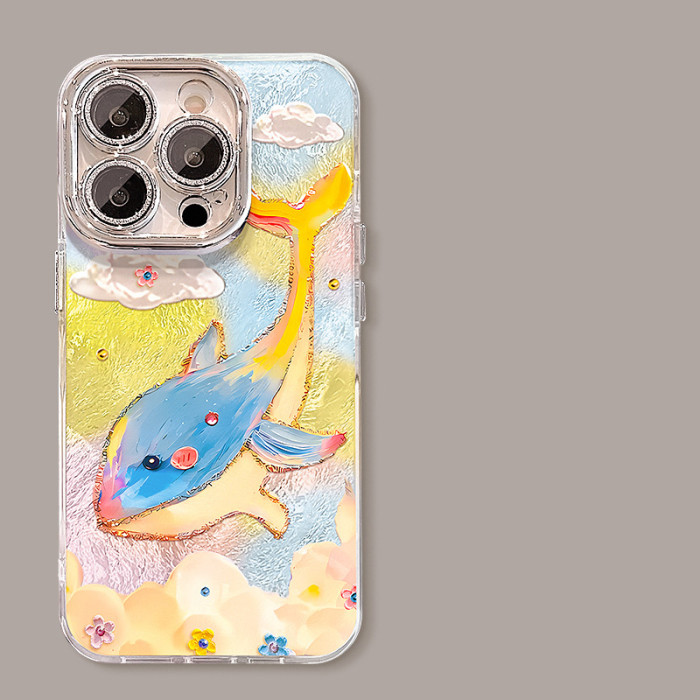 For Apple iPhone 17 Pro Max 16 15 14 13 12 11 Phone Cover Dolphin Chain Bracelet Bracket
