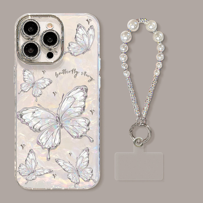 For Apple iPhone 17 Pro Max 16 15 14 13 12 11 XR XS  Phone Case Butterfly Bracelet
