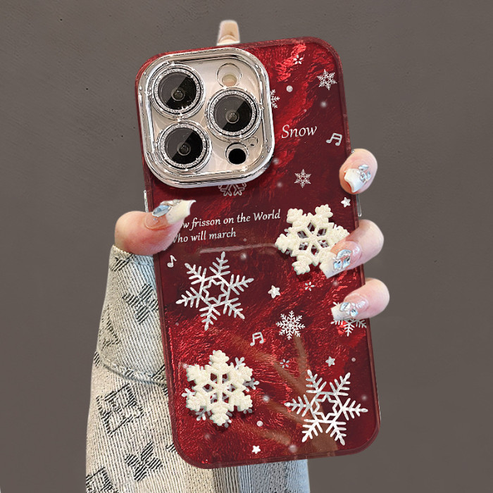 For Apple iPhone 17 Pro Max 16 15 14 13 12 11 Phone Cover Snowflake Christmas