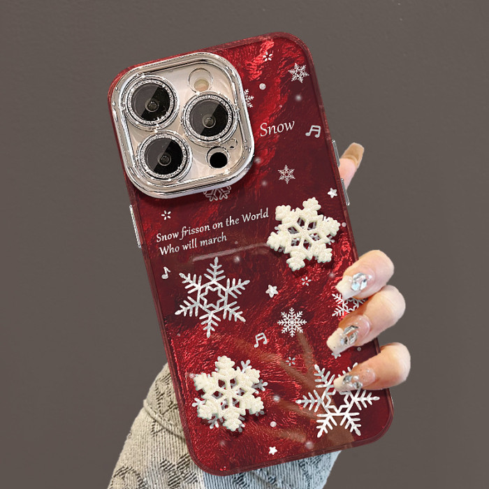 For Apple iPhone 17 Pro Max 16 15 14 13 12 11 Phone Cover Snowflake Christmas