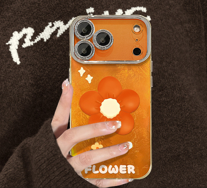 For Apple iPhone 17 Pro Max 16 15 14 13 12 11 Phone Cover Flower Bracket Lanyard