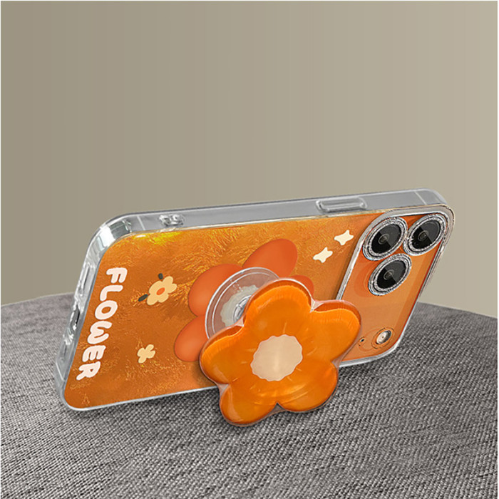 For Apple iPhone 17 Pro Max 16 15 14 13 12 11 Phone Cover Flower Bracket Lanyard