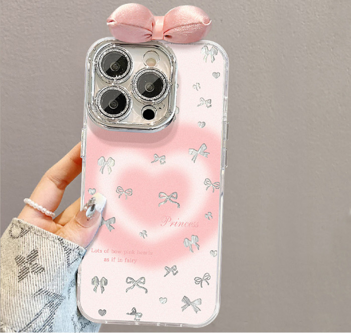 For Apple iPhone 17 Pro Max 16 15 14 13 12 11 Phone Cover Blooming Love Heart Bow Bracelet