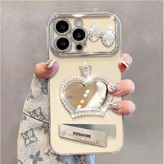 For Apple iPhone 17 Pro Max 16 15 14 13 12 11 Phone Cover Crown Mirror Bracelet