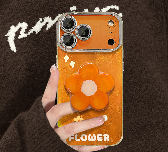 For Apple iPhone 17 Pro Max 16 15 14 13 12 11 Phone Cover Flower Bracket Lanyard