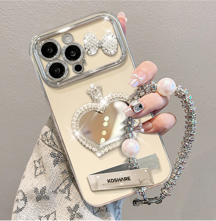 For Apple iPhone 17 Pro Max 16 15 14 13 12 11 Phone Cover Crown Mirror Bracelet