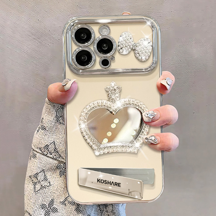 For Apple iPhone 17 Pro Max 16 15 14 13 12 11 Phone Cover Crown Mirror Bracelet