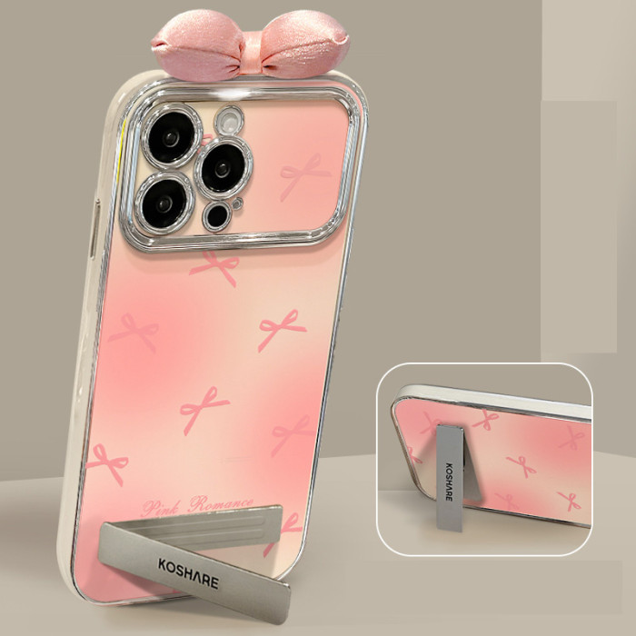 For Apple iPhone 17 Pro Max 16 15 14 13 12 11 Phone Cover Pink Bow Doll Bracket Chain