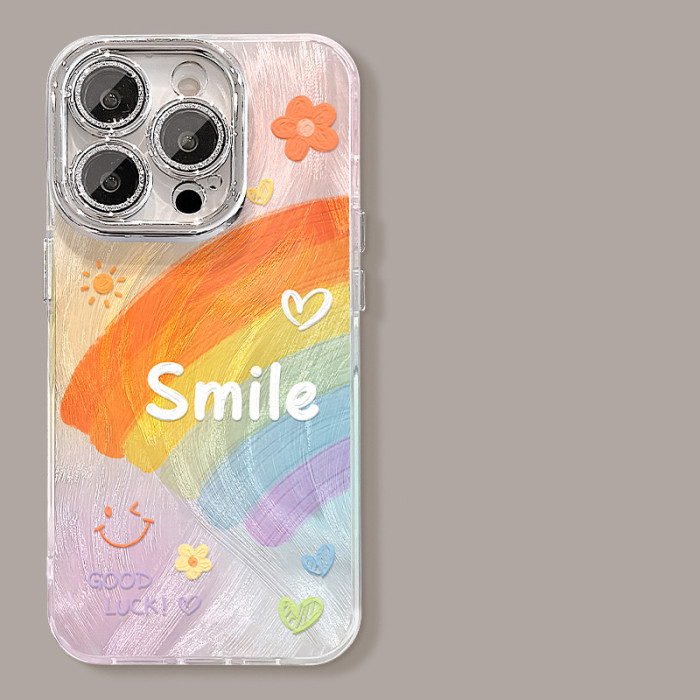For Apple iPhone 17 Pro Max 16 15 14 13 12 11 Phone Cover Rainbow Smiley Face
