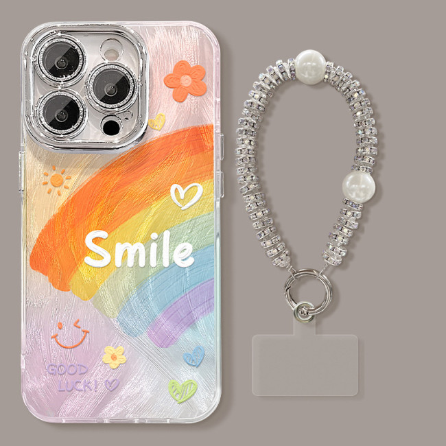 For Apple iPhone 17 Pro Max 16 15 14 13 12 11 Phone Cover Rainbow Smiley Face