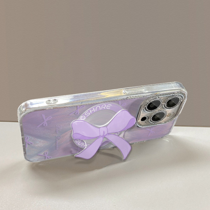 For Apple iPhone 17 Pro Max 16 15 14 13 12 11 Phone Cover Bow Magnetic Bracket