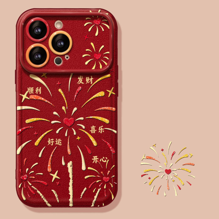 For Apple iPhone 17 Pro Max 16 15 14 13 12 Phone Cover Mirror Fireworks Lanyard