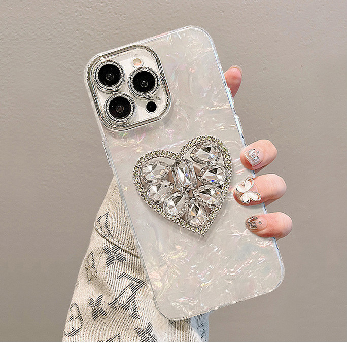 For Apple iPhone 17 Pro Max 16 15 14 13 12 11 Phone Cover Diamond Heart Bracelet