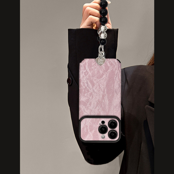 For Apple iPhone 17 Pro Max 16 15 14 13 12 11 Phone Cover Purple Fur Lanyard  Luxury Classic Style
