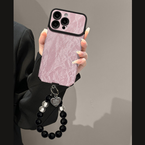 For Apple iPhone 17 Pro Max 16 15 14 13 12 11 Phone Cover Purple Fur Lanyard  Luxury Classic Style