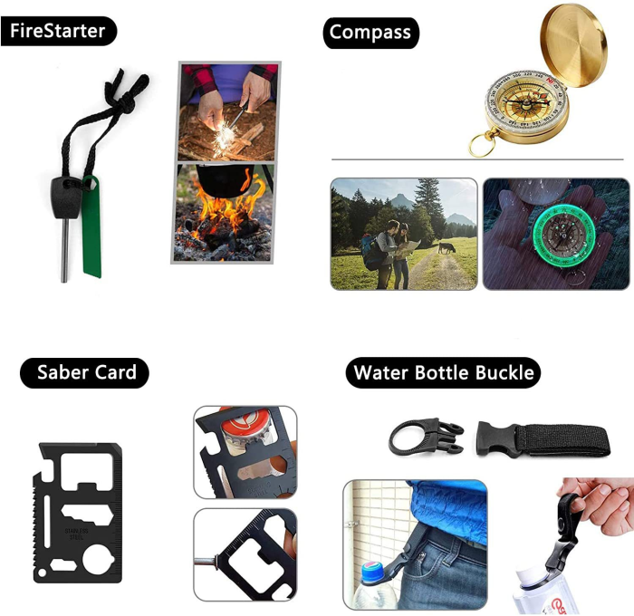 Outdoor Camping Supplies Wild Survival Self-Defense Tool Set Multifunctional