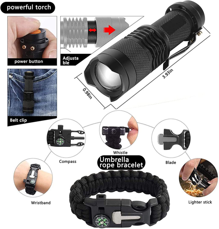 Outdoor Camping Supplies Wild Survival Self-Defense Tool Set Multifunctional