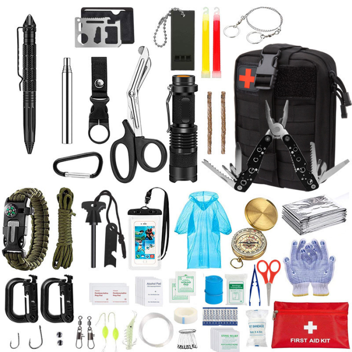 Outdoor Camping Survival Tool Set Field Survival First Aid Kits Supplies New
